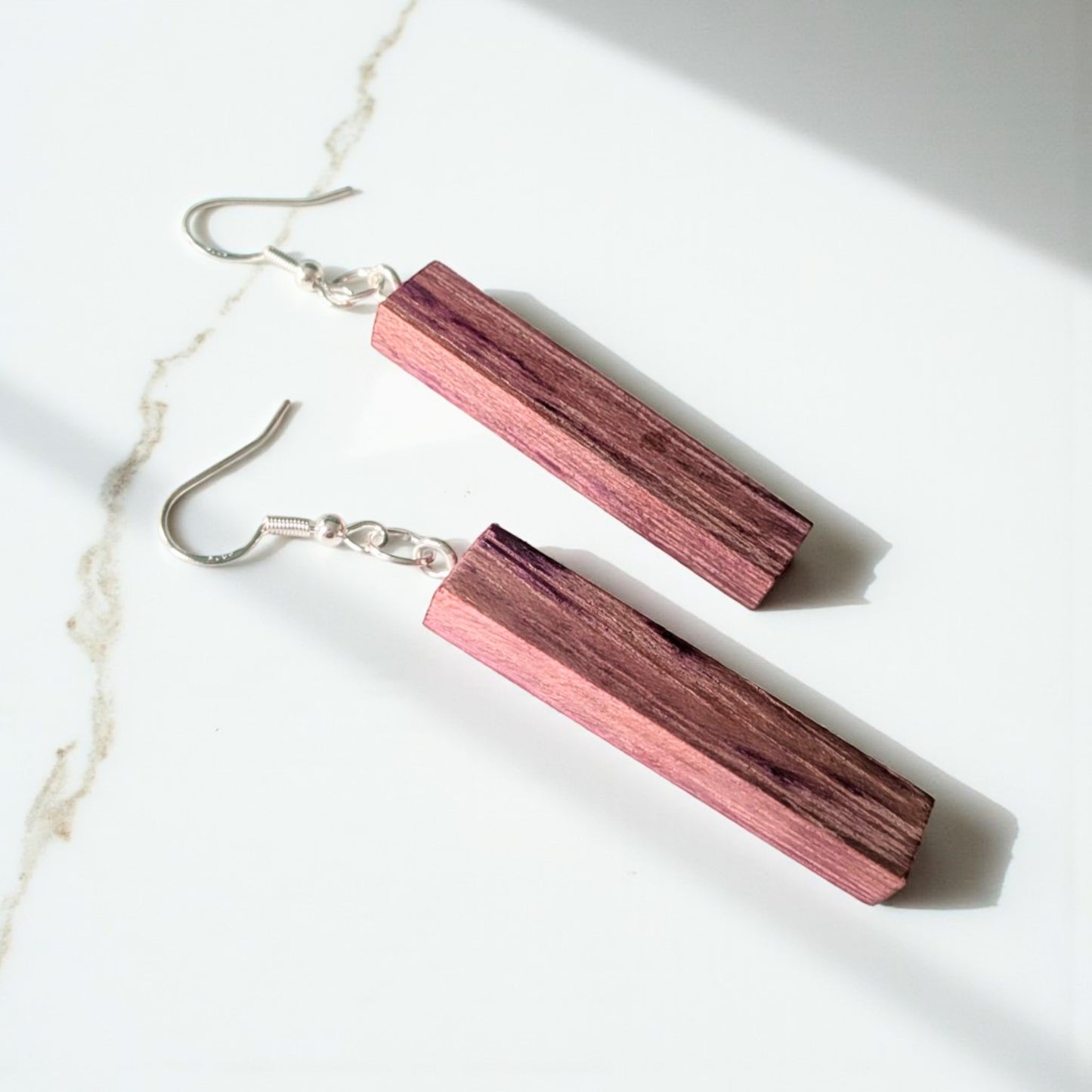 Purpleheart Rectangle Wood Earrings