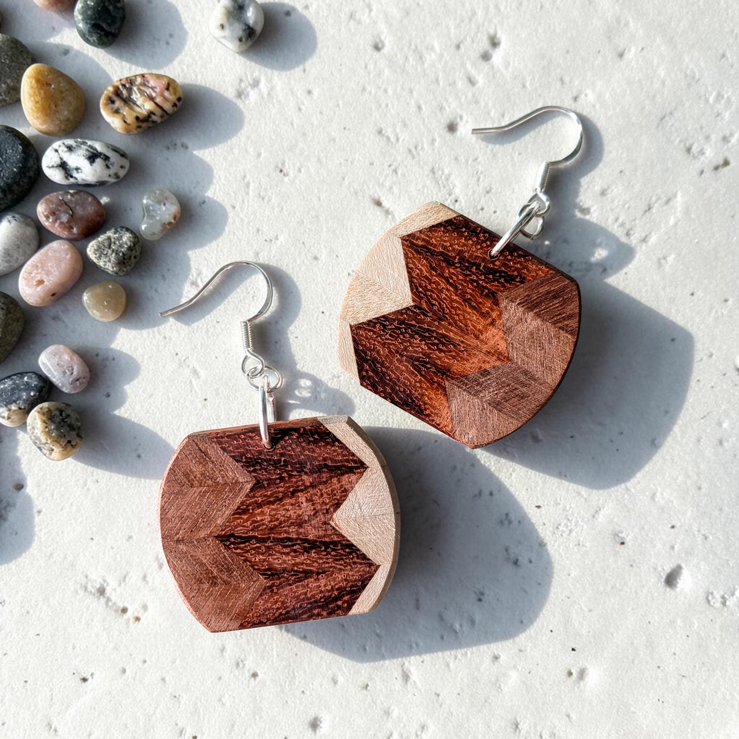 English Yew, English holly & padauk Wood Earrings