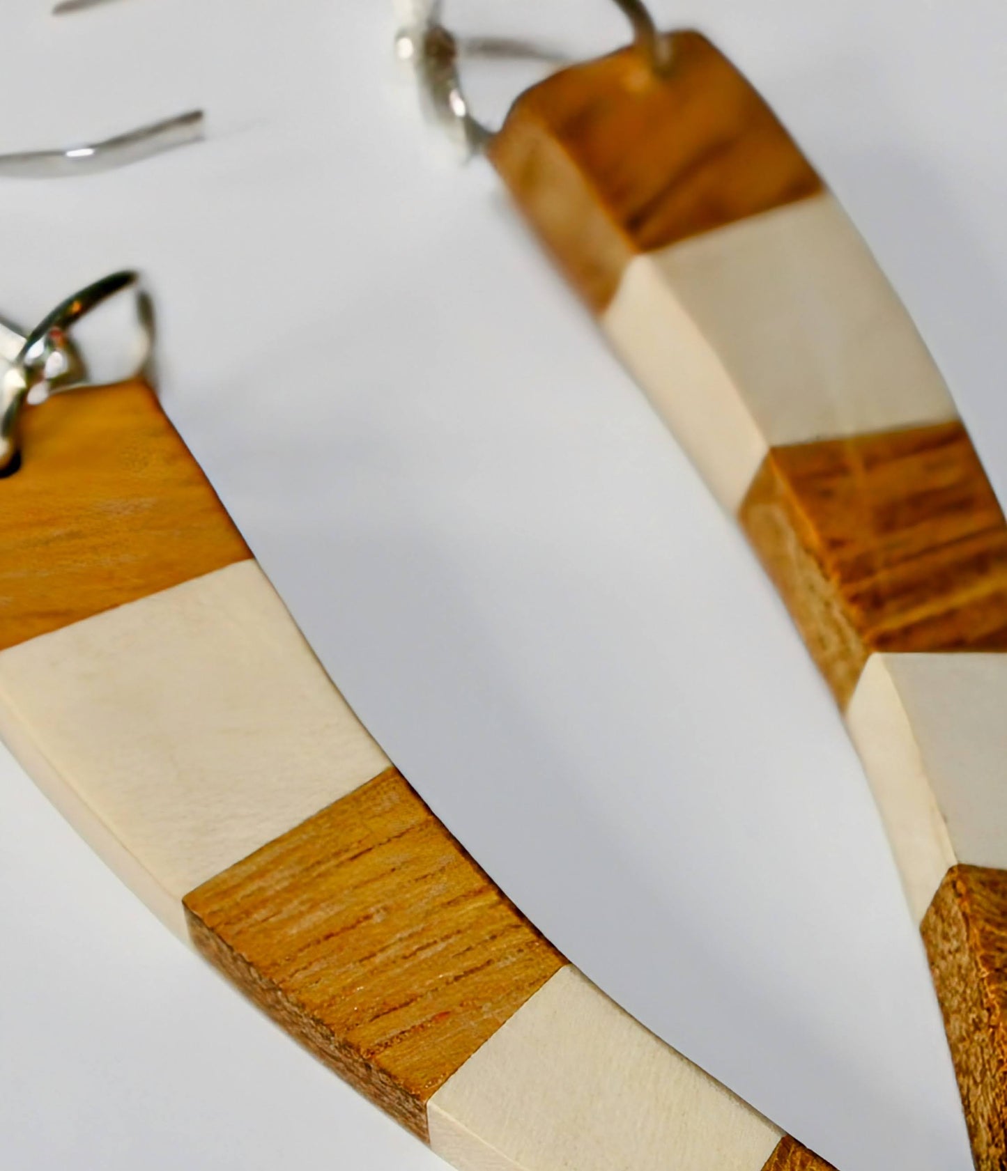 English Holly & Yellowheart Curve Wood Earrings