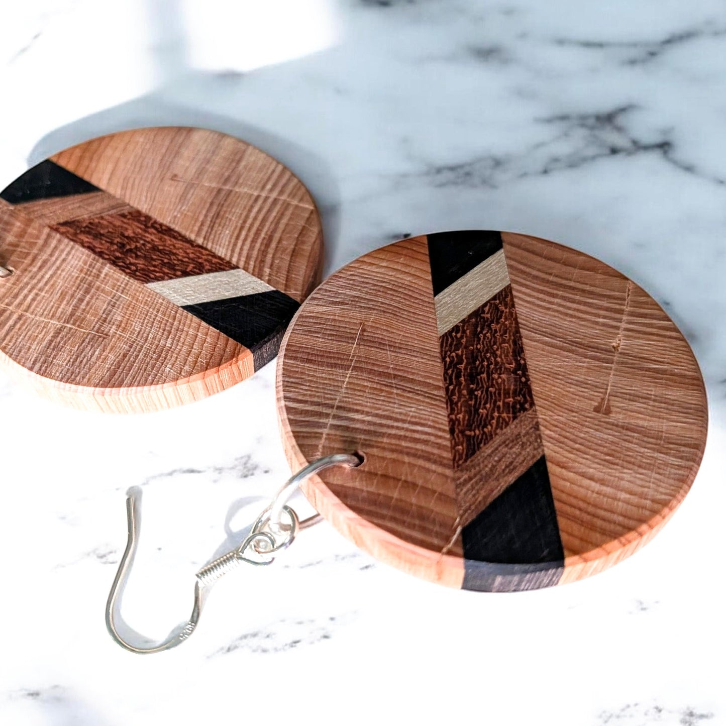 English Yew & Sapele Wood Earrings