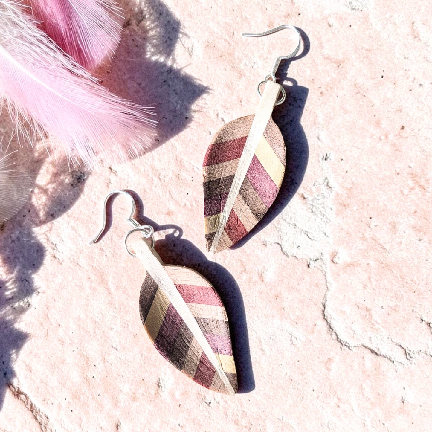 English holly & Purpleheart Leaf Earrings