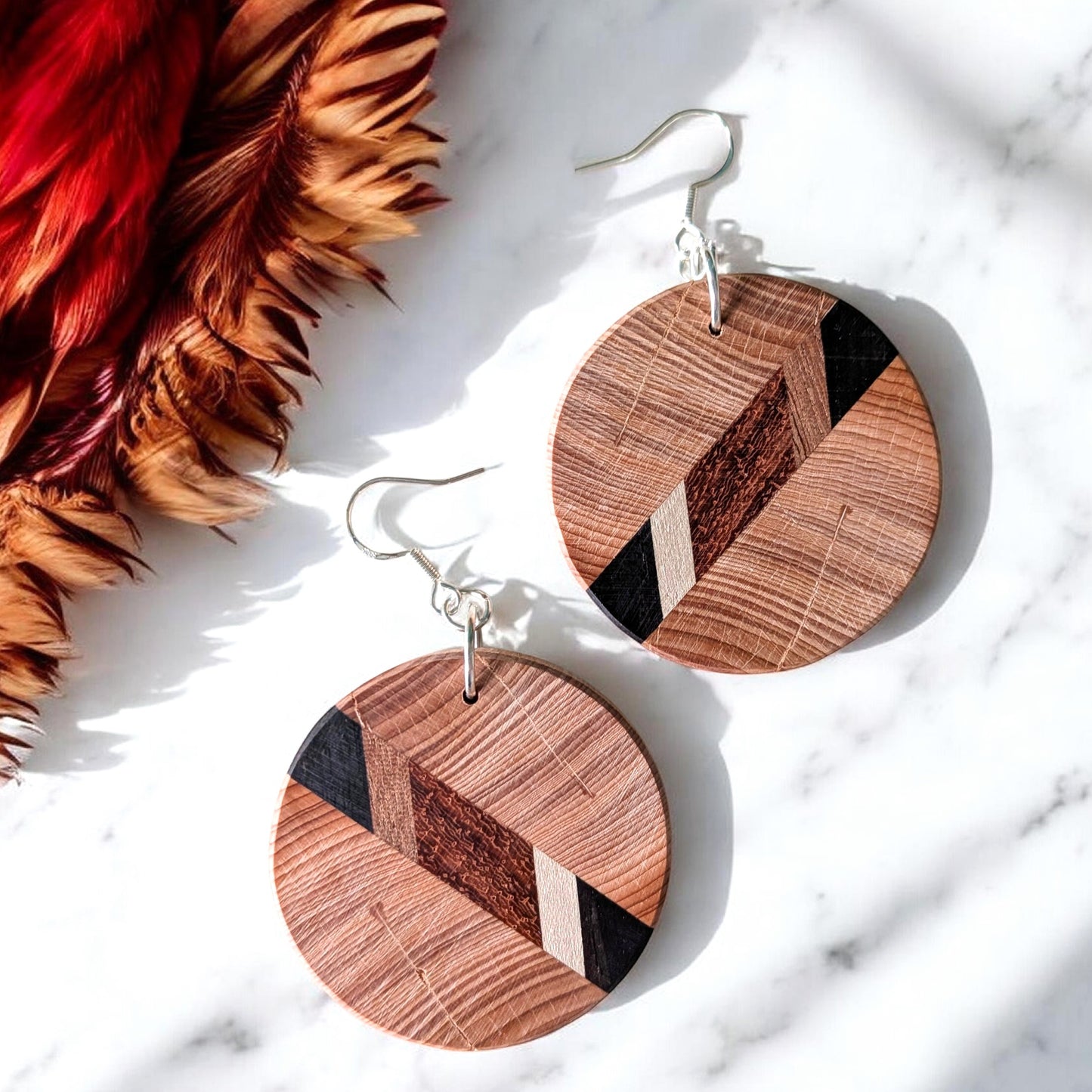 English Yew & Sapele Wood Earrings
