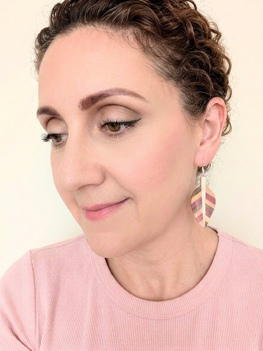English holly & Purpleheart Leaf Earrings