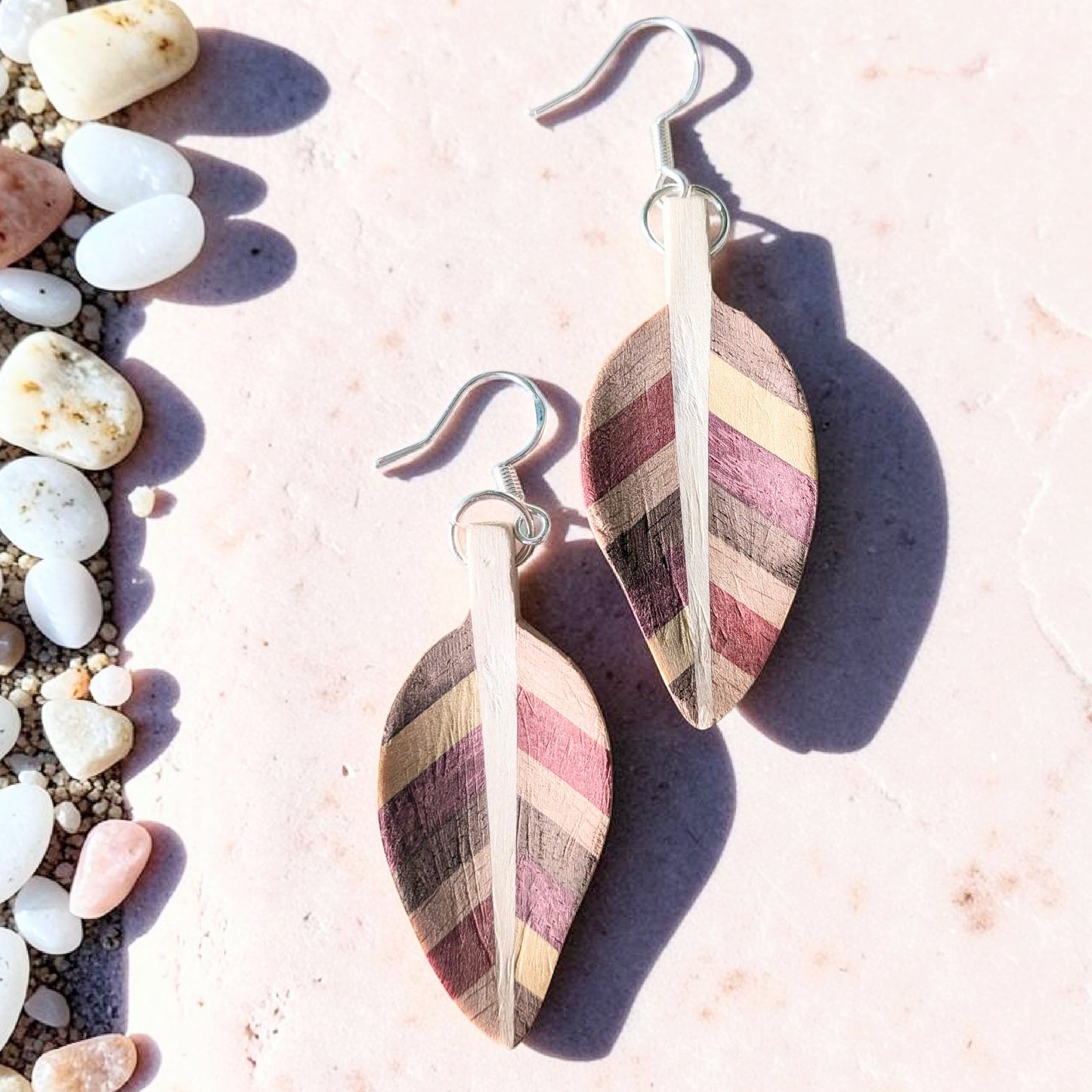 English holly & Purpleheart Leaf Earrings