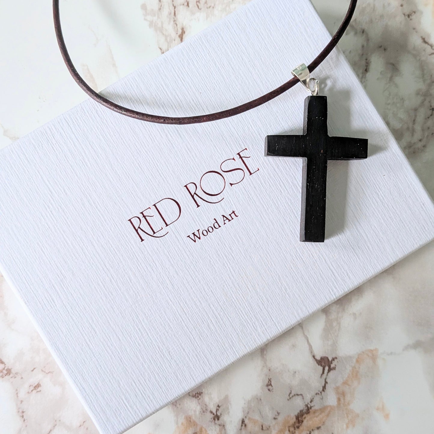 Hand carved unisex African blackwood cross pendant