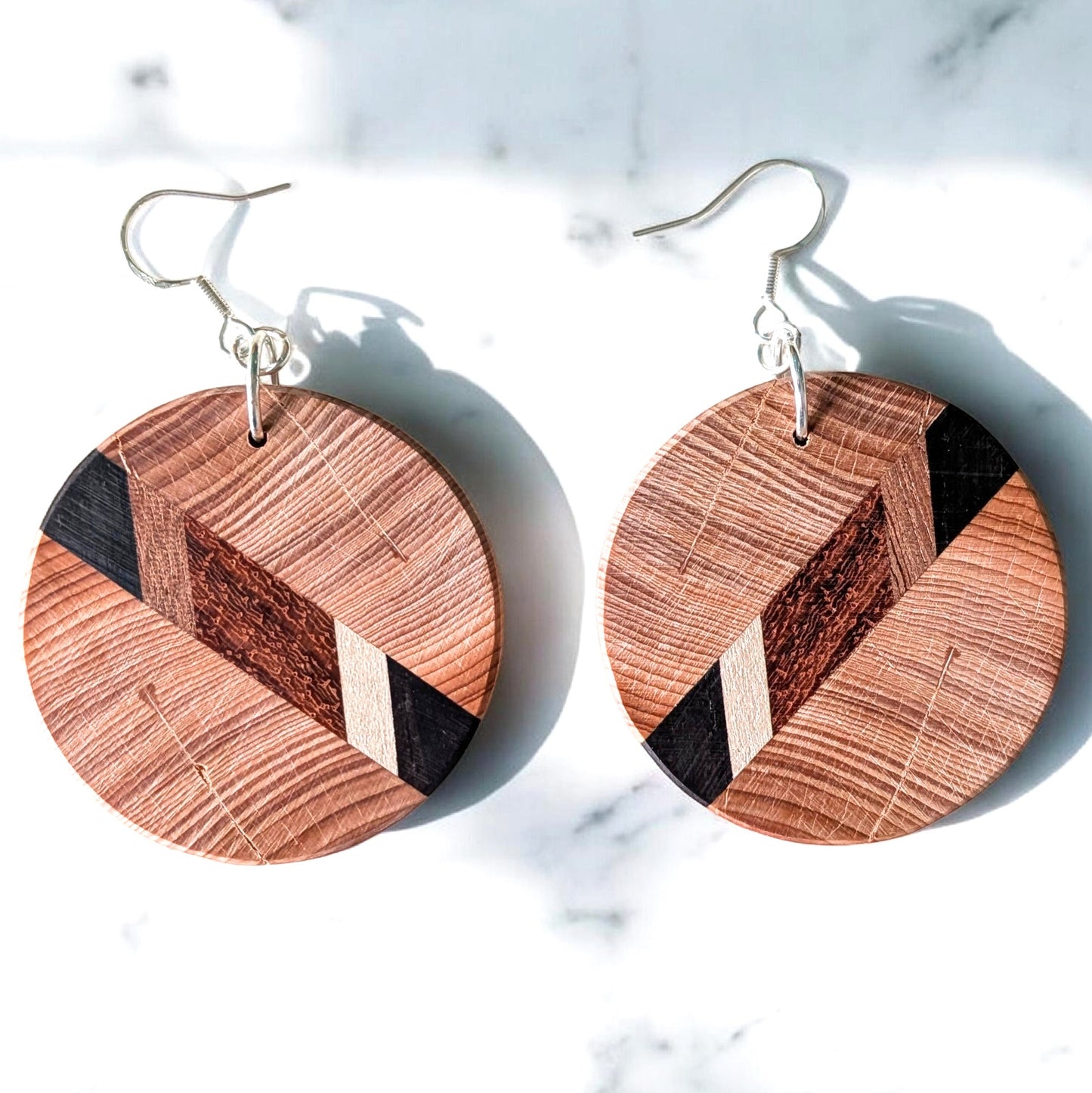 English Yew & Sapele Wood Earrings