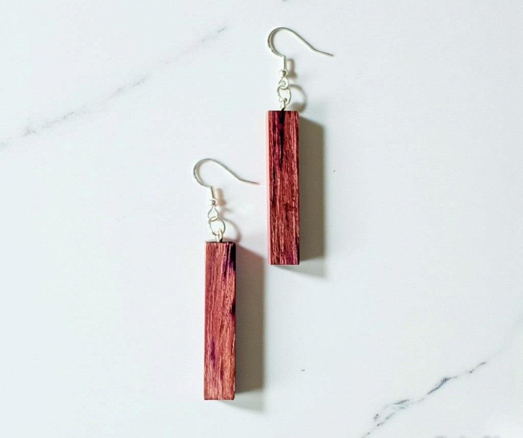 Purpleheart Rectangle Wood Earrings