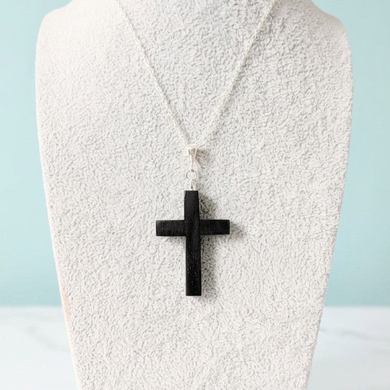 Hand carved African blackwood cross pendant