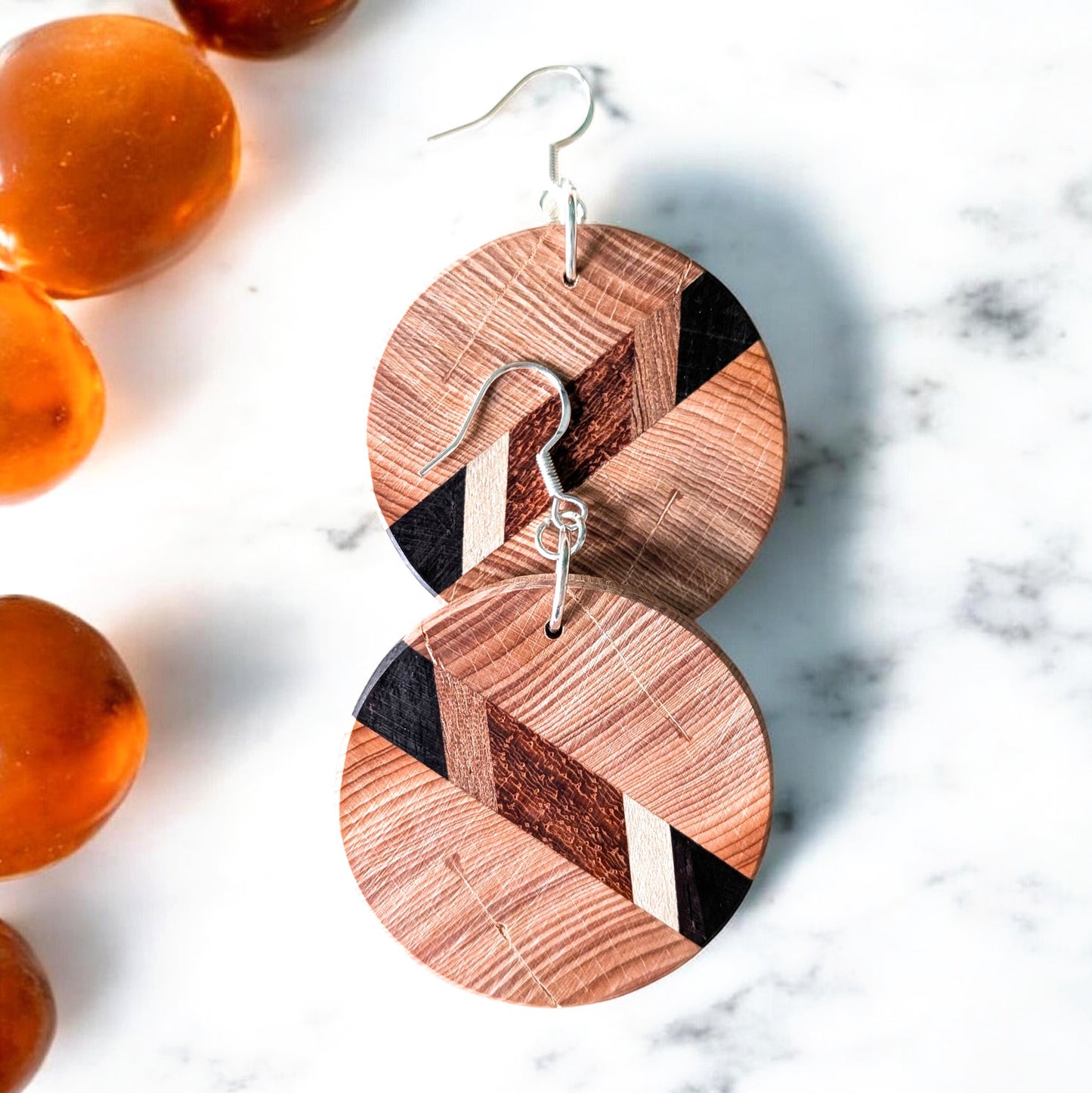 English Yew & Sapele Wood Earrings