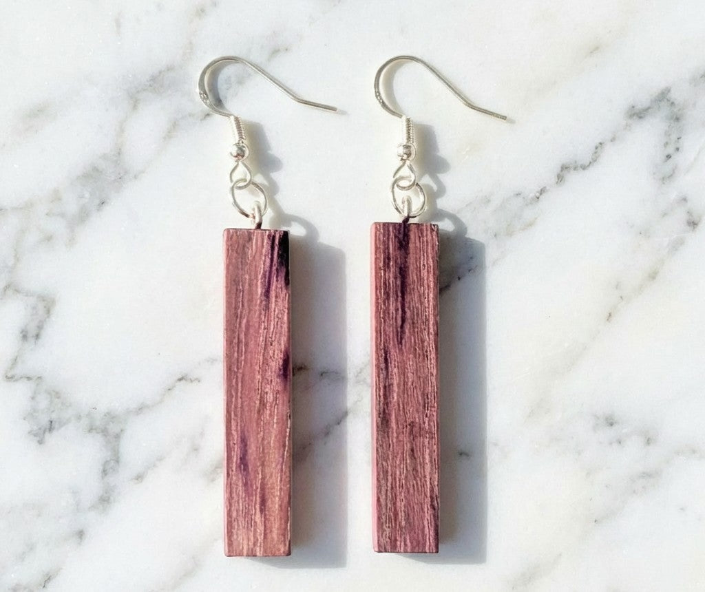 Purpleheart Rectangle Wood Earrings