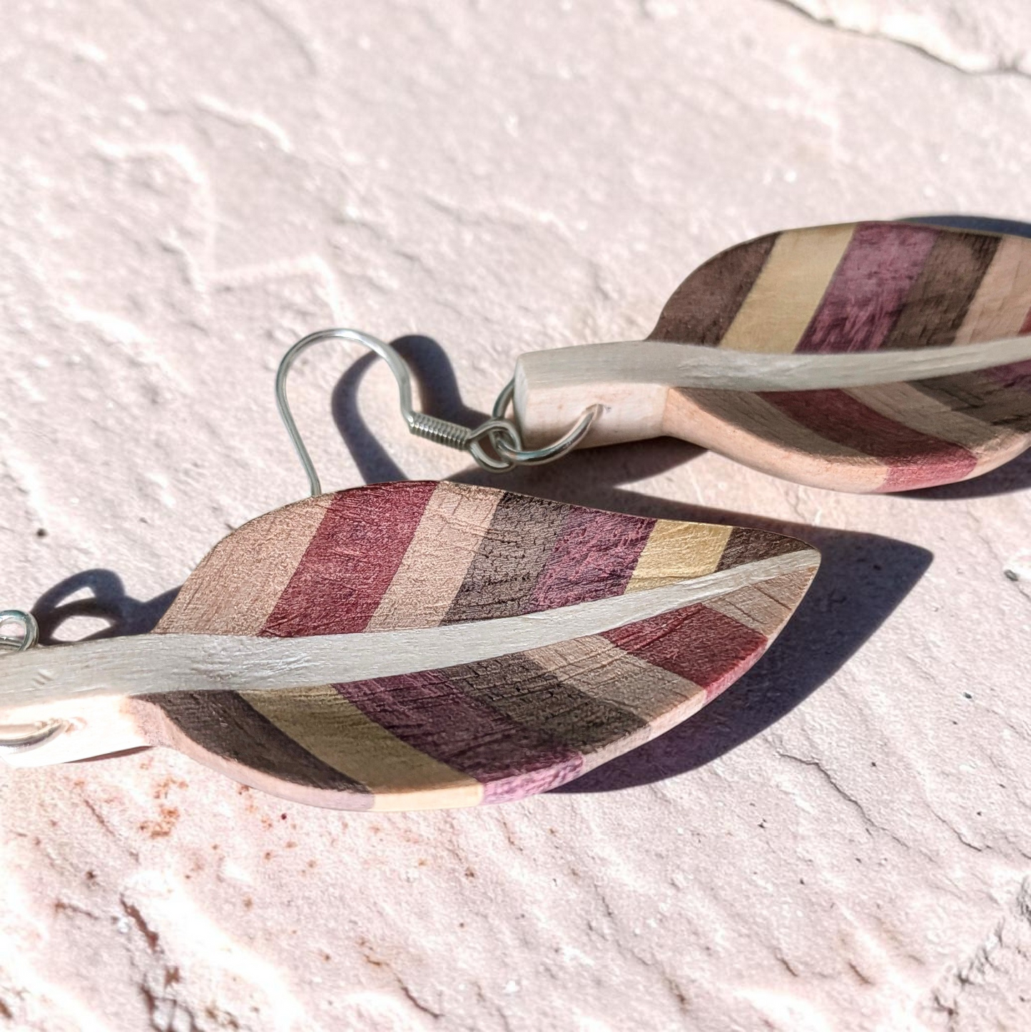 English holly & Purpleheart Leaf Earrings