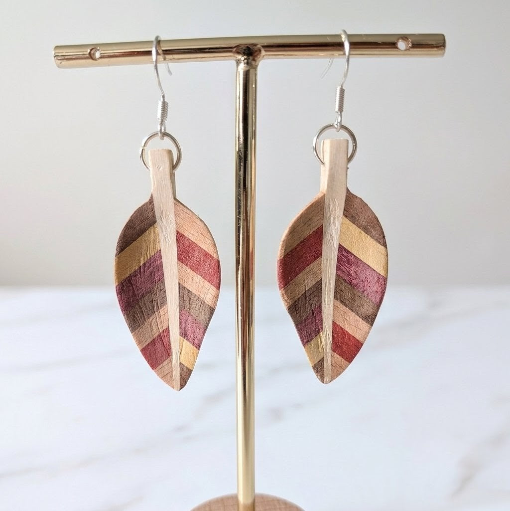 English holly & Purpleheart Leaf Earrings
