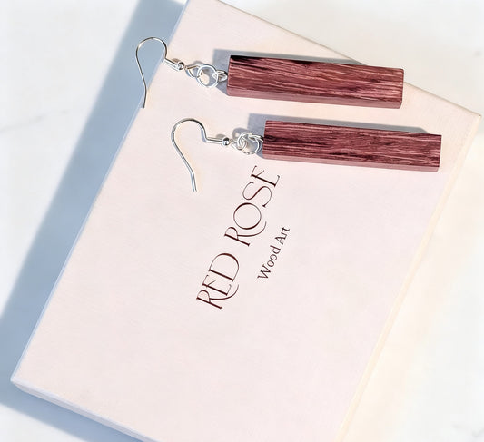 Purpleheart Rectangle Wood Earrings
