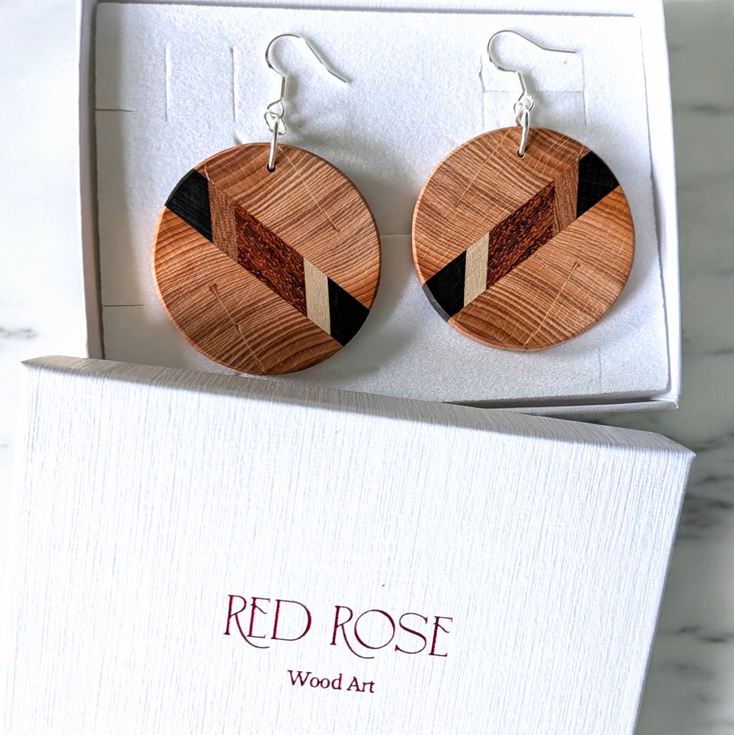 English Yew & Sapele Wood Earrings