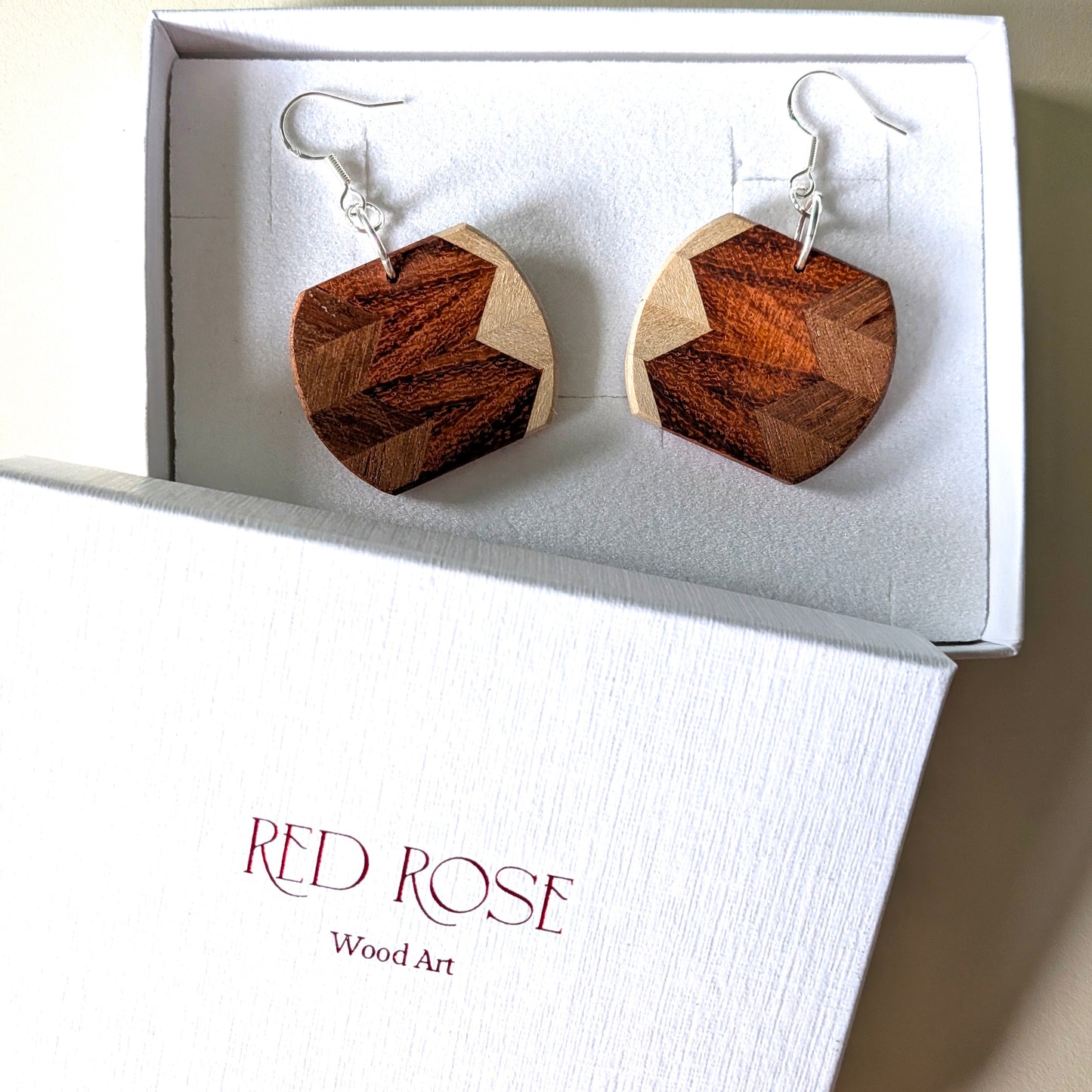 English Yew, English holly & padauk Wood Earrings