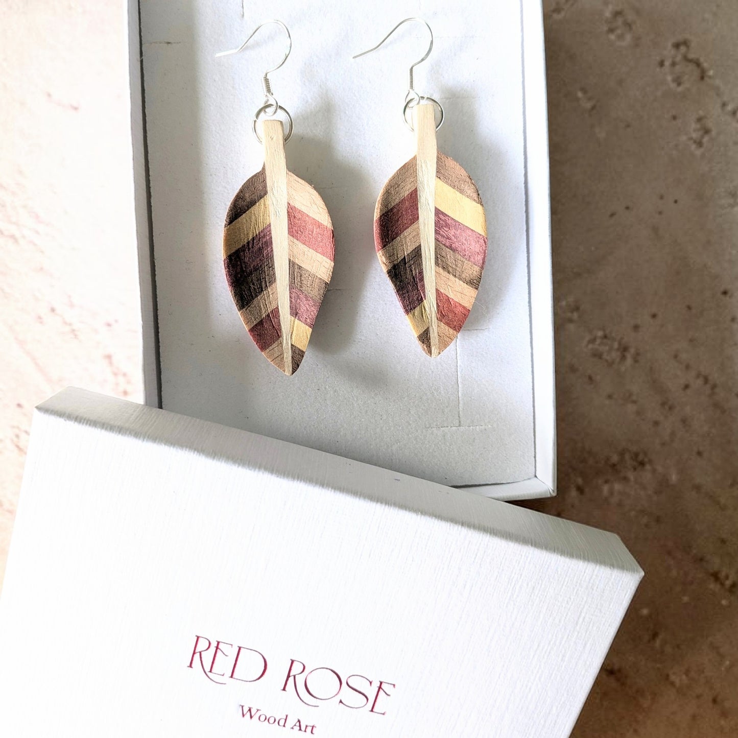 English holly & Purpleheart Leaf Earrings