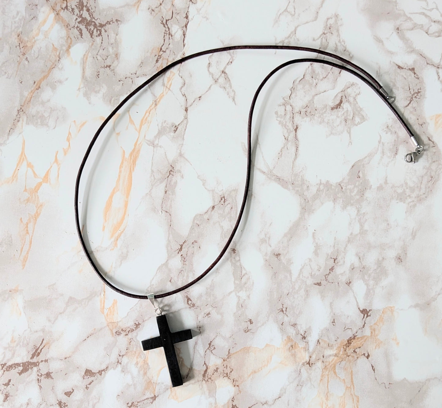 Hand carved unisex African blackwood cross pendant