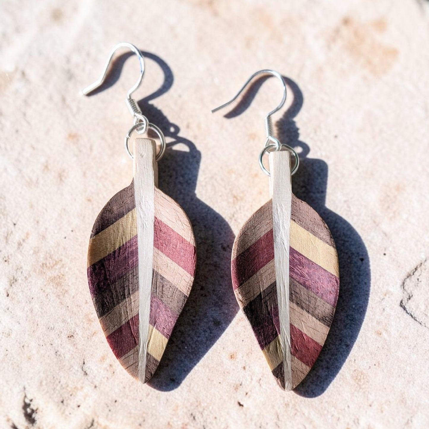 English holly & Purpleheart Leaf Earrings