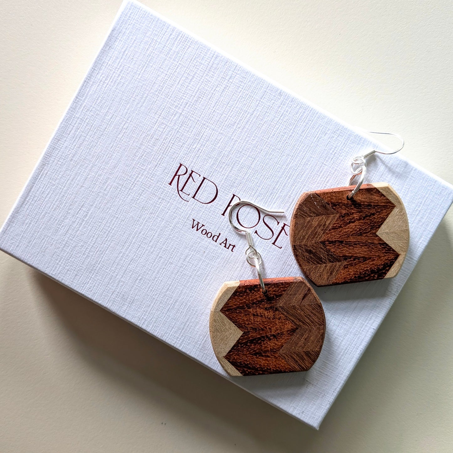 English Yew, English holly & padauk Wood Earrings