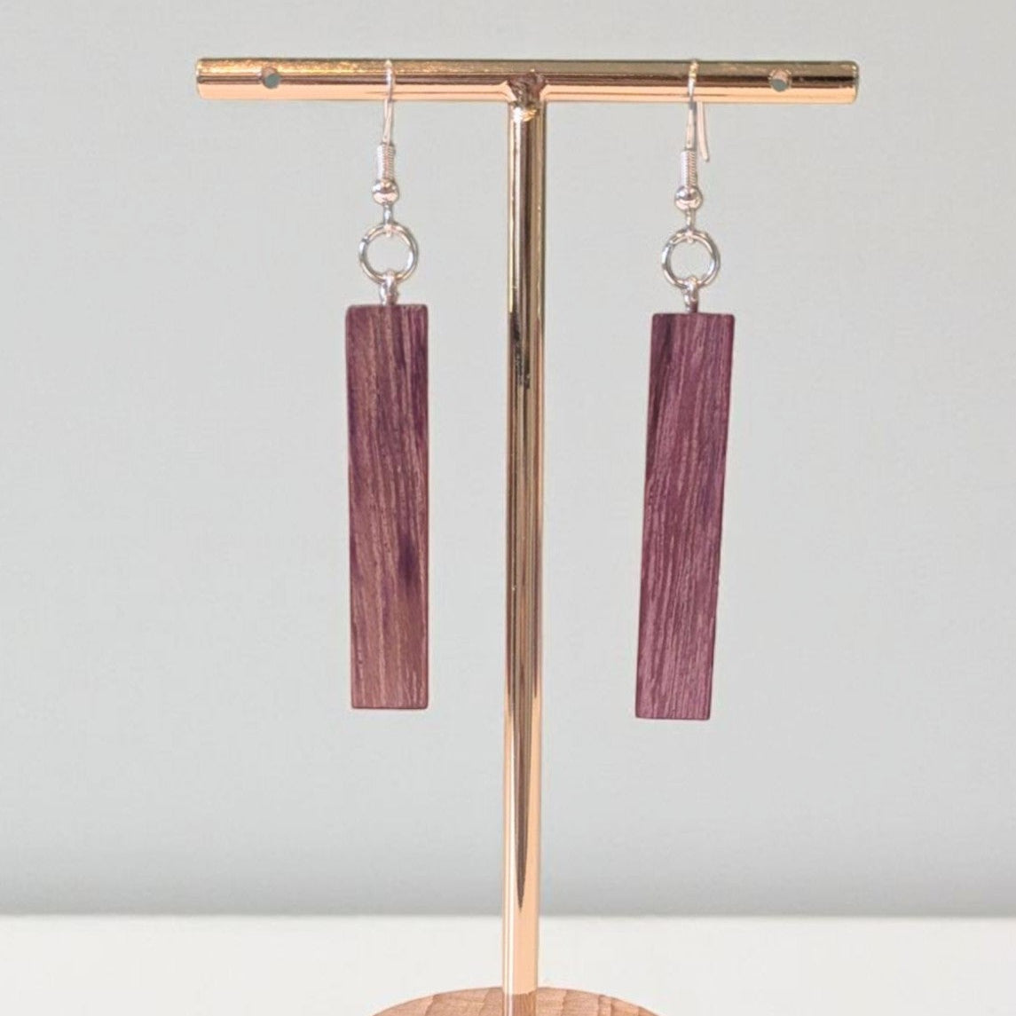 Purpleheart Rectangle Wood Earrings