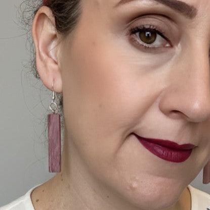 Purpleheart Rectangle Wood Earrings