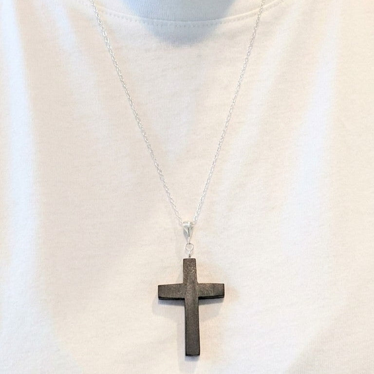 Hand carved African blackwood cross pendant
