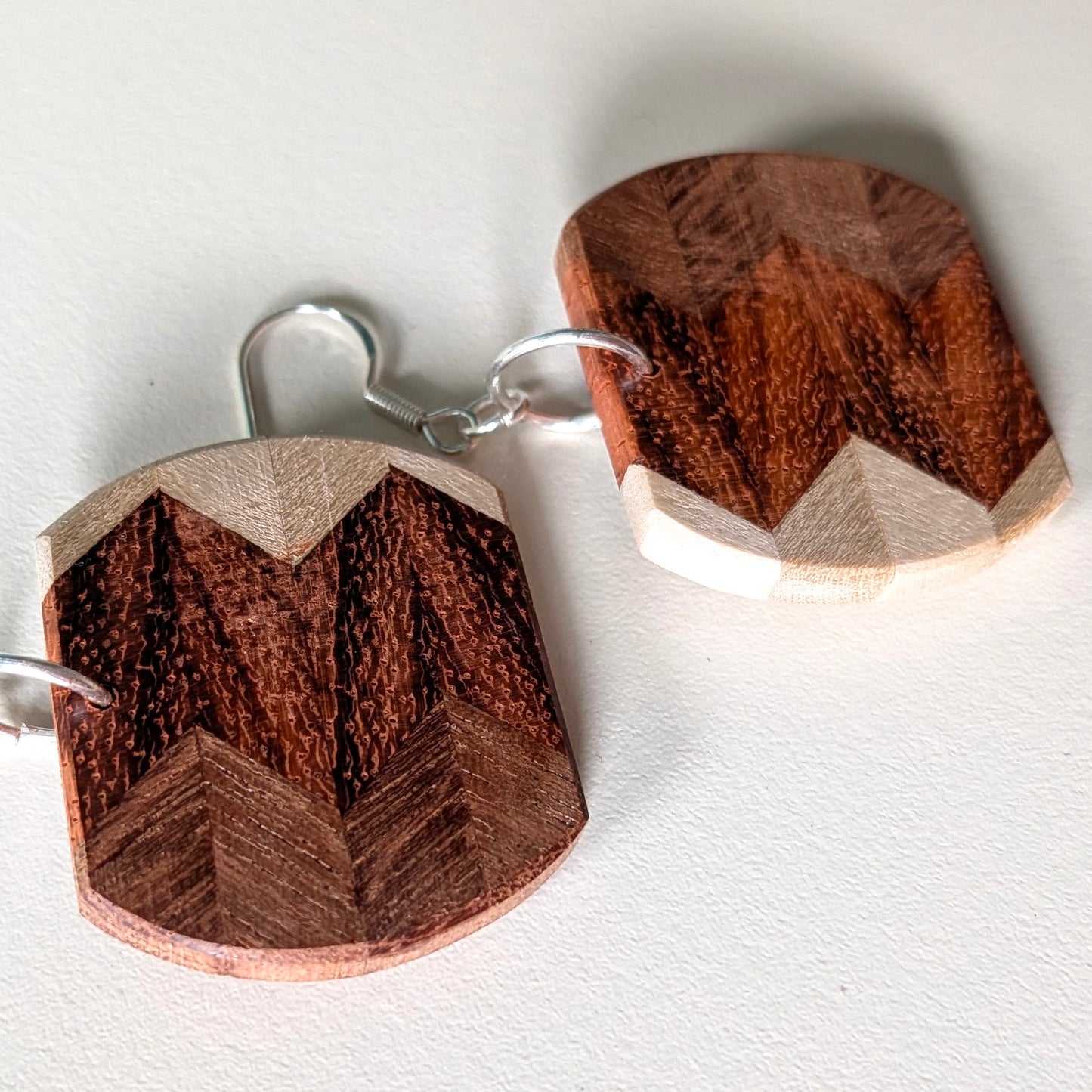 English Yew, English holly & padauk Wood Earrings